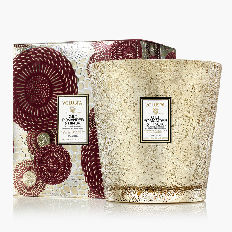 Gilt Pomander & Hinoki - 3 Wick Hearth Candle