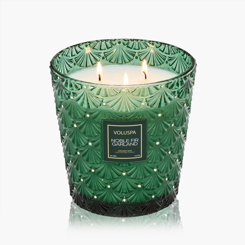Noble Fir Garland - 3 Wick Hearth Candle