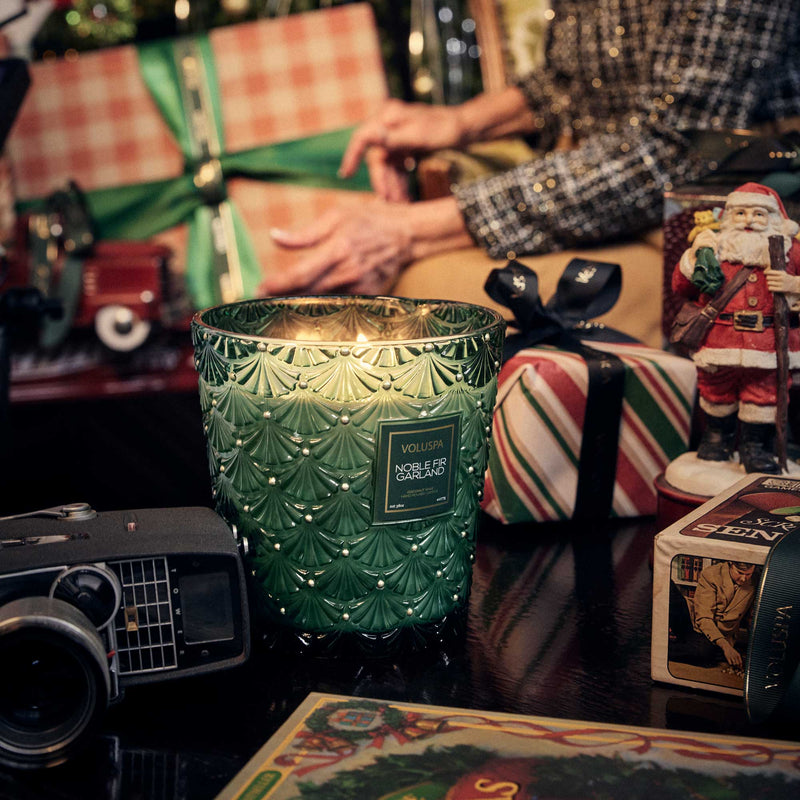 Noble Fir Garland - 3 Wick Hearth Candle