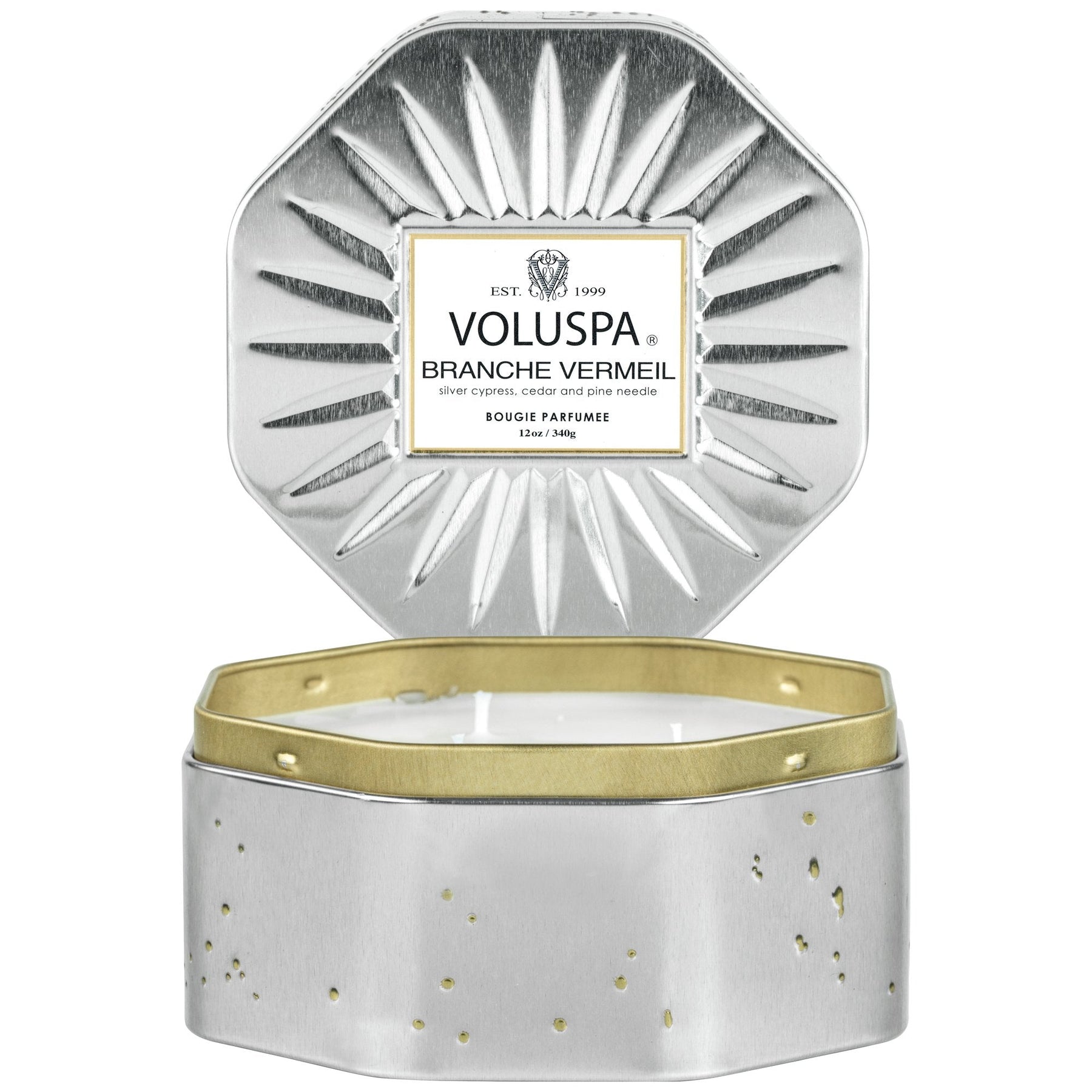Branche Vermeil - 3 Wick Octagon Tin Candle
