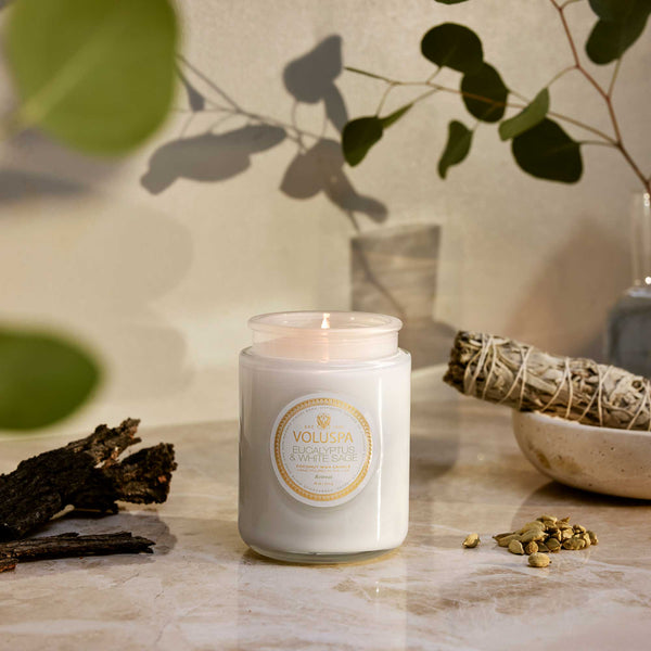 scents white sage water lily musk Eucalyptus & White Sage | Large Jar Candle