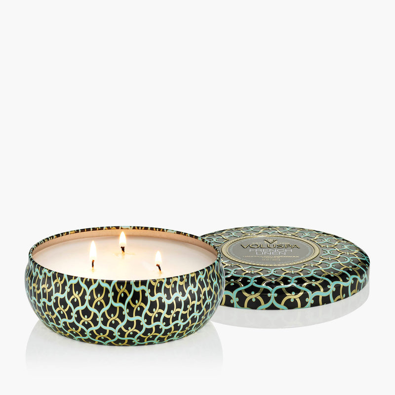 French Linen - 3 Wick Tin Candle