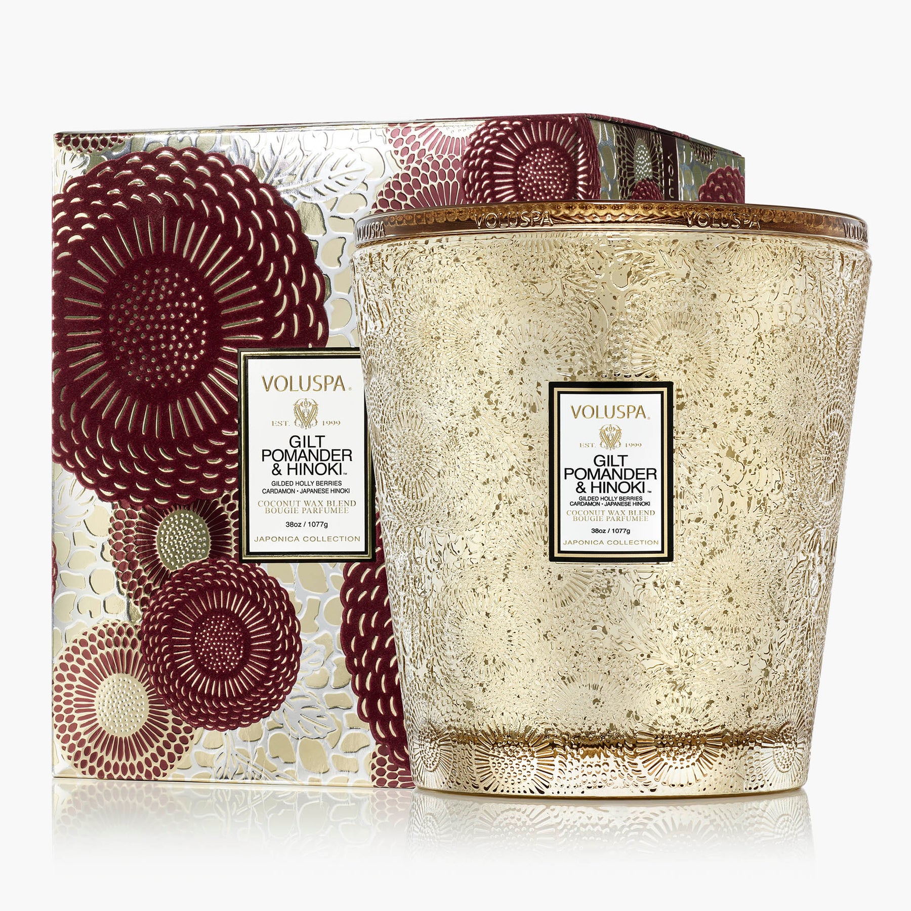 Gilt Pomander & Hinoki - 3 Wick Hearth Candle