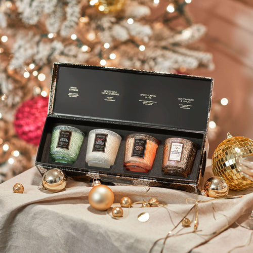 Japonica Holiday - 4 Petite Pedestal Candle Gift Set