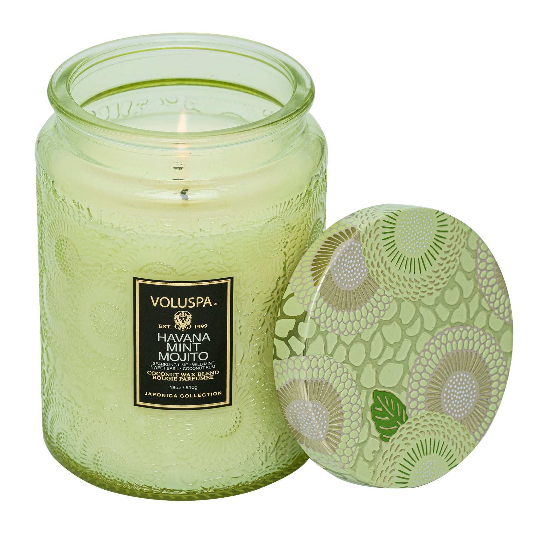 Havana Mint Mojito Large Jar Candle with lid off Image