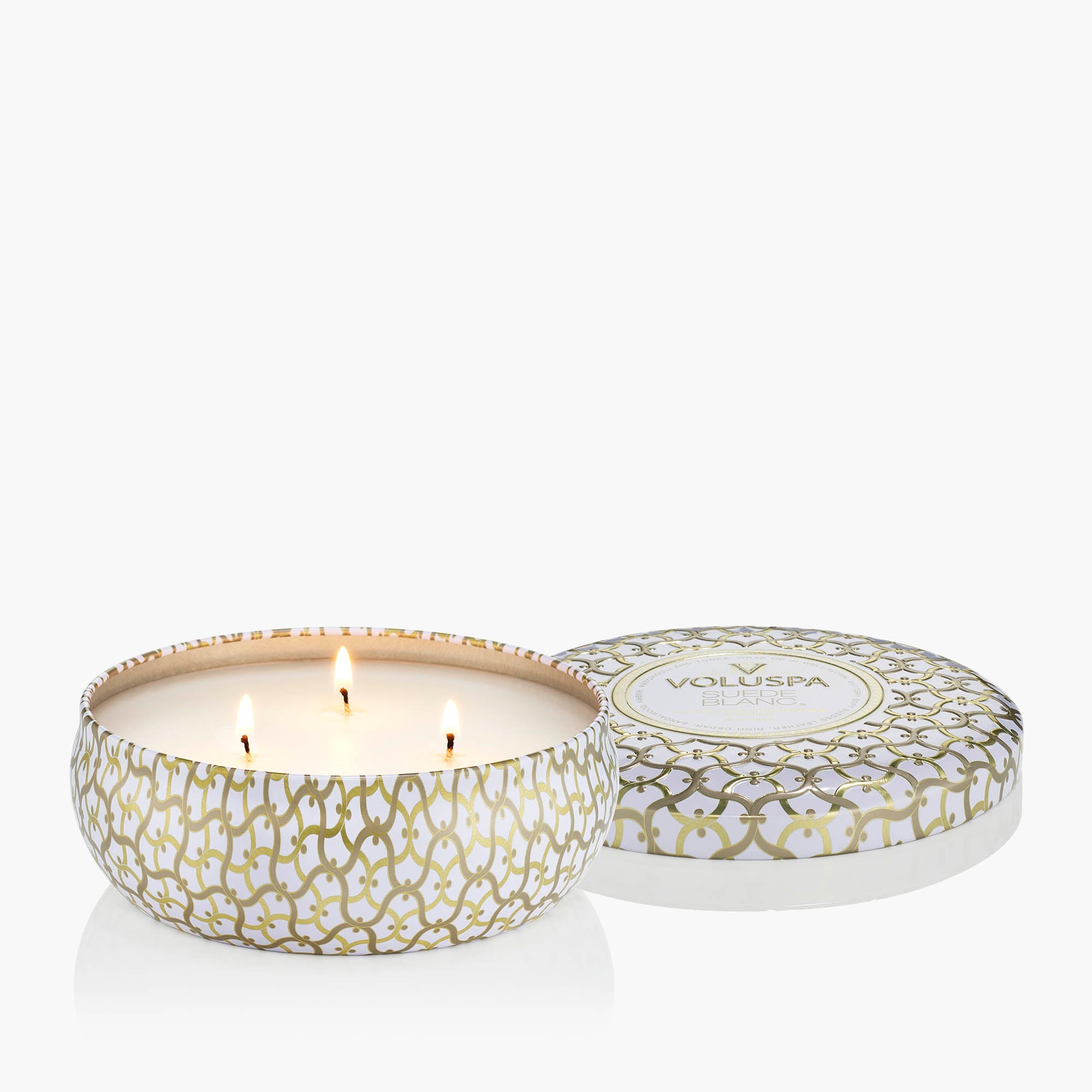 Suede Blanc | 3 Wick Tin Candle | VOLUSPA