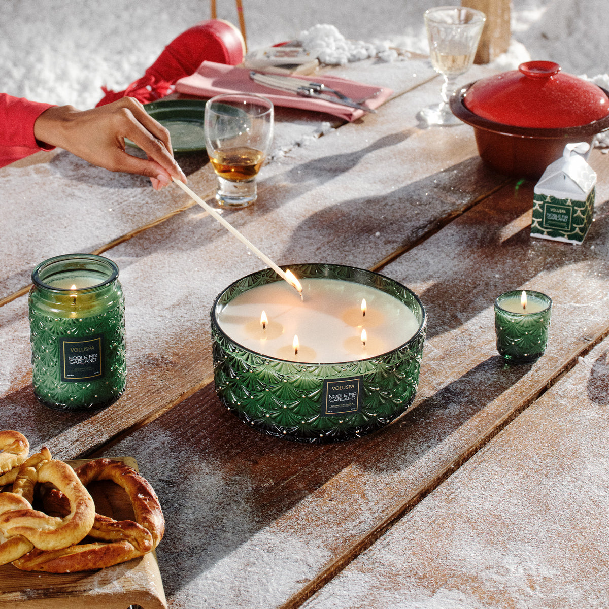 Noble Fir Garland - Ornament Pedestal Candle view 5