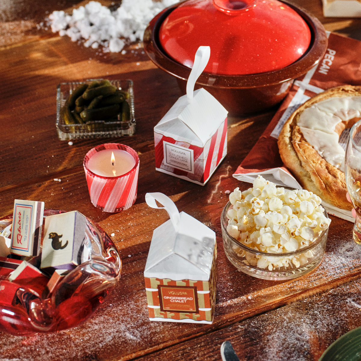 Crushed Candy Cane - Ornament Pedestal Candle view 2