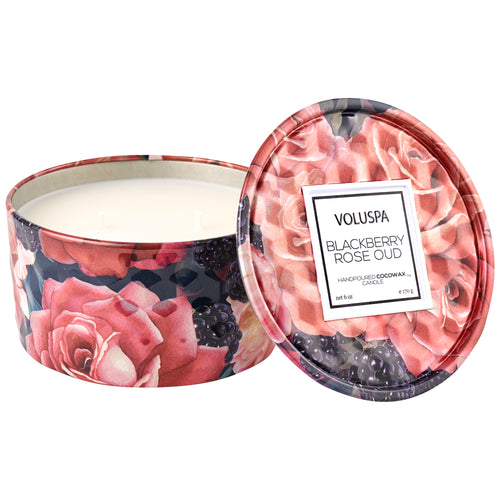 Blackberry Rose Oud - 2 Wick Tin Candle