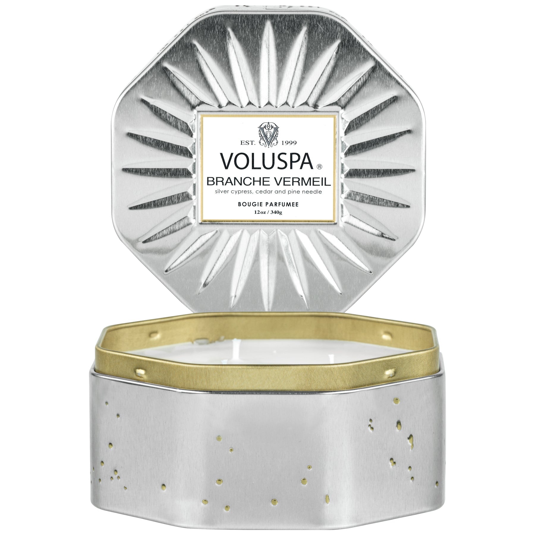 Branche Vermeil - 3 Wick Octagon Tin Candle