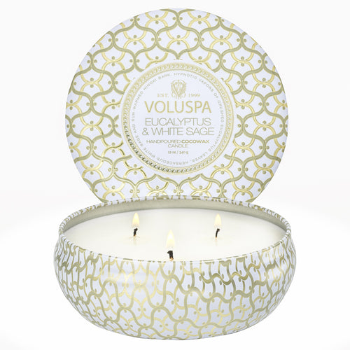 Eucalyptus & White Sage - 3 Wick Tin Candle