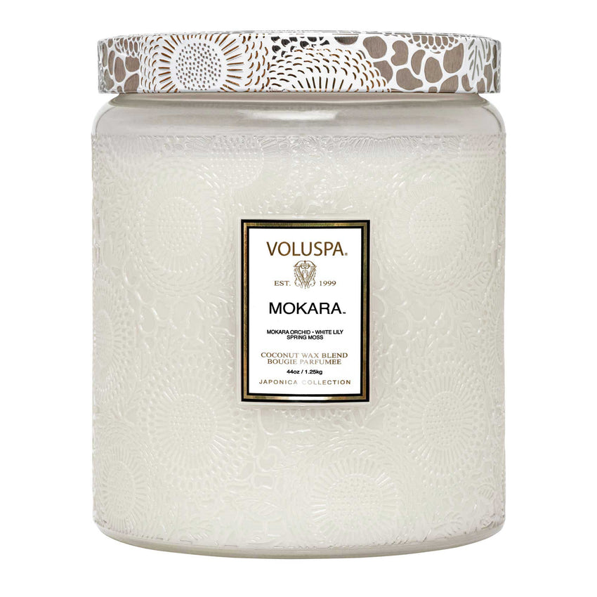 Voluspa Mokara Large Embossed Glass Jar Candle 16 oz