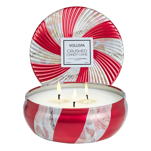 Crushed Candy Cane - 3 Wick Tin Candle