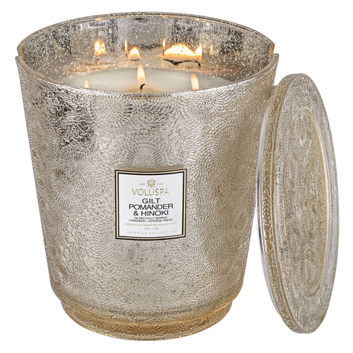 Gilt Pomander & Hinoki - 5 Wick Hearth Candle