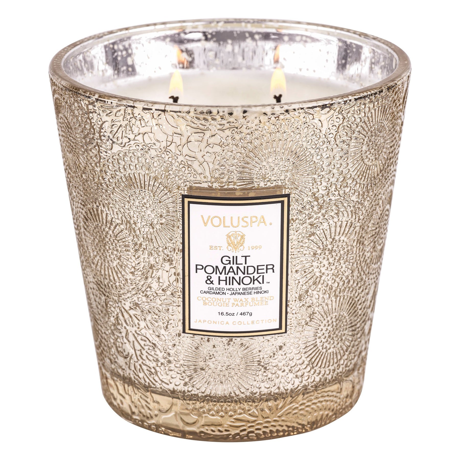 Gilt Pomander & Hinoki - 2 Wick Hearth Candle