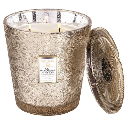 Gilt Pomander & Hinoki - 3 Wick Hearth Candle