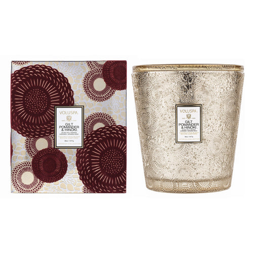 Gilt Pomander & Hinoki - 3 Wick Hearth Candle