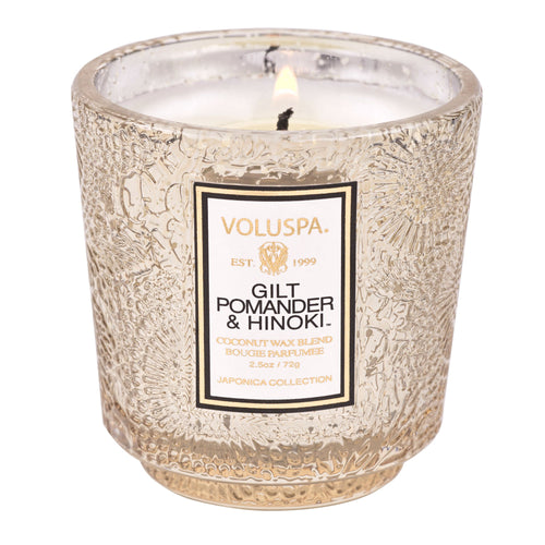 Gilt Pomander & Hinoki - Petite Pedestal Candle