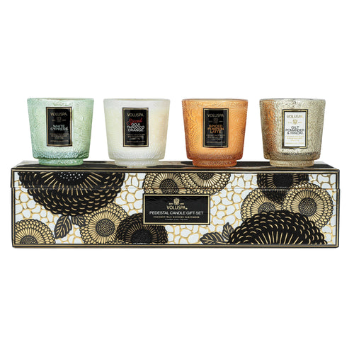 Japonica Holiday - 4 Petite Pedestal Candle Gift Set